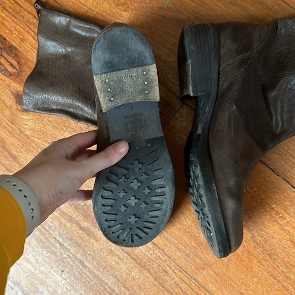 Eileen Fisher Chocolate Brown Leather Midi Boot Size 8 - Picture 5 of 12